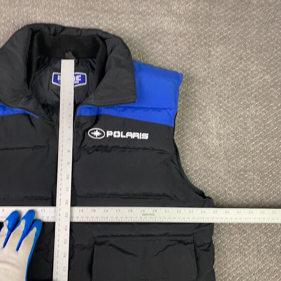 Pure Polaris Puffer Down Vest Men's Large Snowmobile Black Blue - Picture 11 of 14